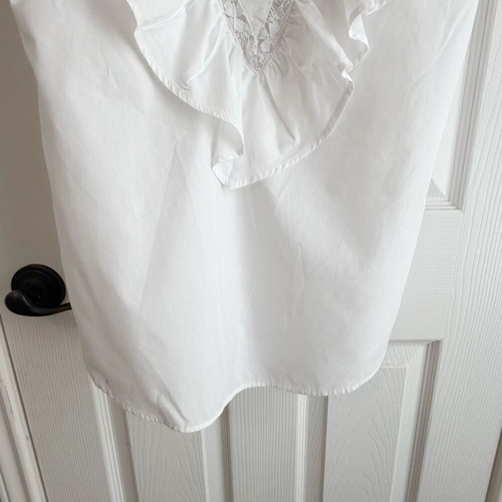 MI GOLONDRINA Valentina White Blouse Top Size Small Ruffle White Embroidered - Picture 11 of 15